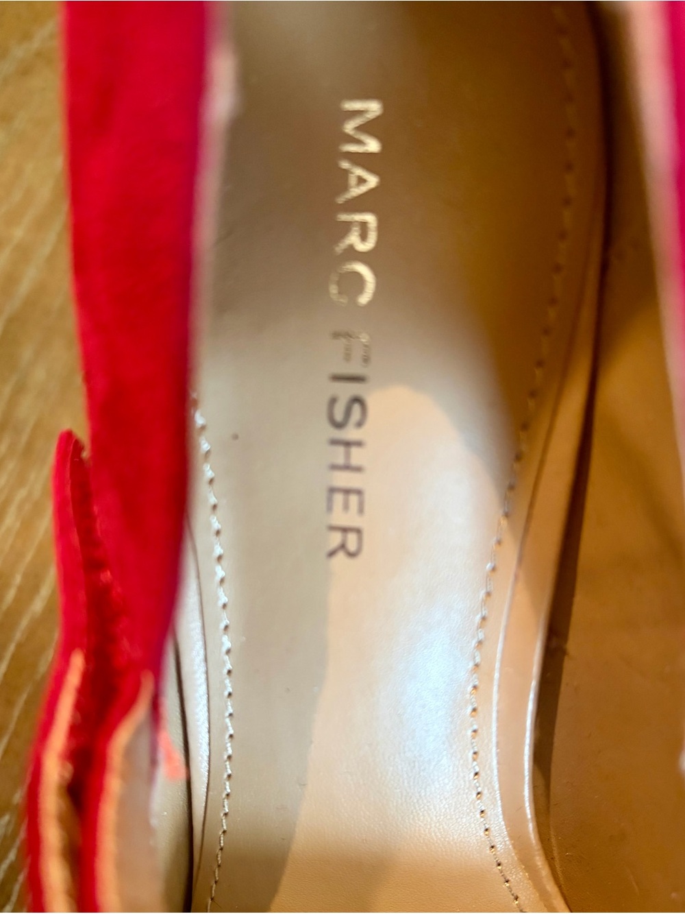 Marc Fisher Red Suede Women's 6.5M Mary Jane Block Heel Pumps